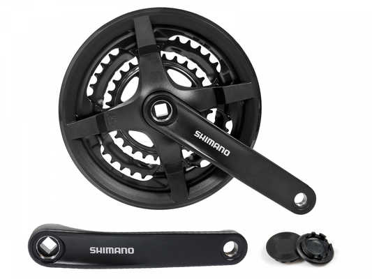 Система шатунов Shimano FC-TY301, 175мм, квадрат, 48/38/28, с защитой, черная, б/уп.